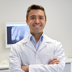 happy male dentist at dental clinic office happy male dentist at dental clinic office