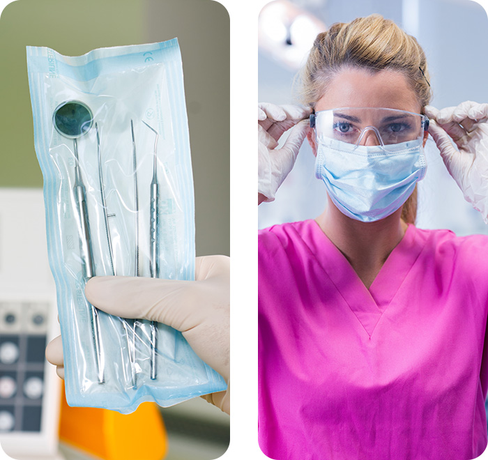 Dental tools packed in a protective foil Dental tools packed in a protective foil
